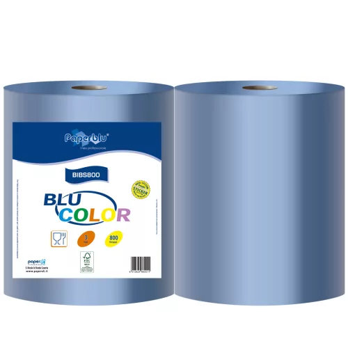 Kéztörlő 3 rétegű tekercses átmérő: 26 cm 100% cellulóz 192 m/tekercs 2 tekercs/csomag Blu Color Paperdi