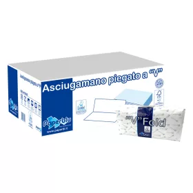   Kéztörlő 2 rétegű V hajtogatott 210 lap/csomag 21 x 21 cm 15 csomag/karton Paperdi_AV81621 fehér