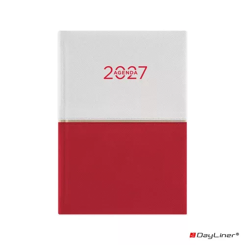 Határidőnapló Contrast A5 napi, fehér lapokkal fehér-piros Dayliner 2027.