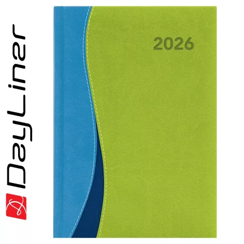 Határidőnapló Dubai A5 napi, fehér lapokkal kék-zöld Dayliner 2026.
