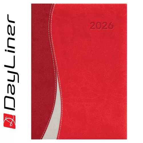 Határidőnapló Dubai A5 napi, fehér lapokkal piros-piros Dayliner 2026.