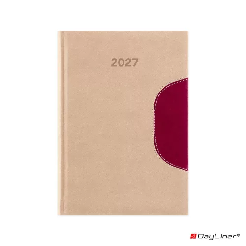 Határidőnapló Memphis B5 heti, fehér lapokkal bézs-padlizsán Dayliner 2027.