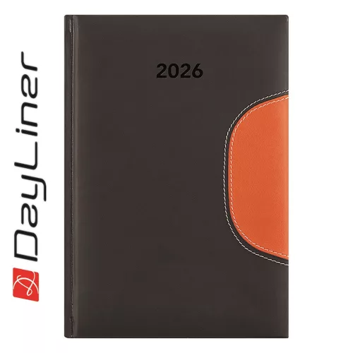 Határidőnapló Memphis B5 heti, fehér lapokkal fekete-narancs Dayliner 2026.