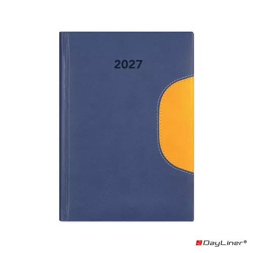 Határidőnapló Memphis B5 heti, fehér lapokkal kék-sárga Dayliner 2027.