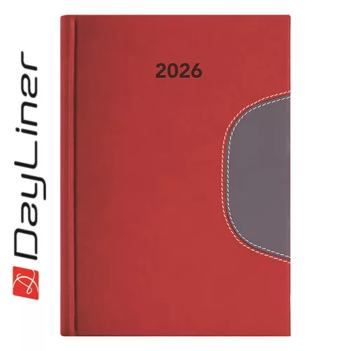 Határidőnapló Memphis B5 heti, fehér lapokkal piros-szürke Dayliner 2026.