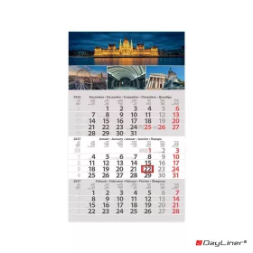   Speditőr naptár 1 tömb, 3 hónap Primus Classic 300 × 480 mm, fehér lapokkal Budapest Dayliner 2027.