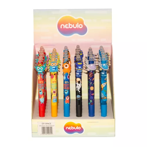 Zseléstoll radírozható, nyomógombos, űrlények 36 db/display Nebulo