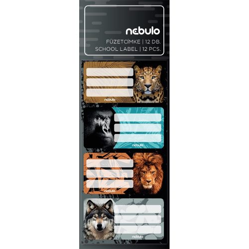Füzetcímke 12db-os, Vadállatok, vegyes minták, Nebulo