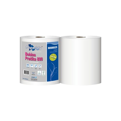 Ipari törlő 2 rétegű tekercses átmérő: 26 cm 800 lap/tek 2 tekercs/karton Paperdi Bobina Pratika 800_BI8S800/25