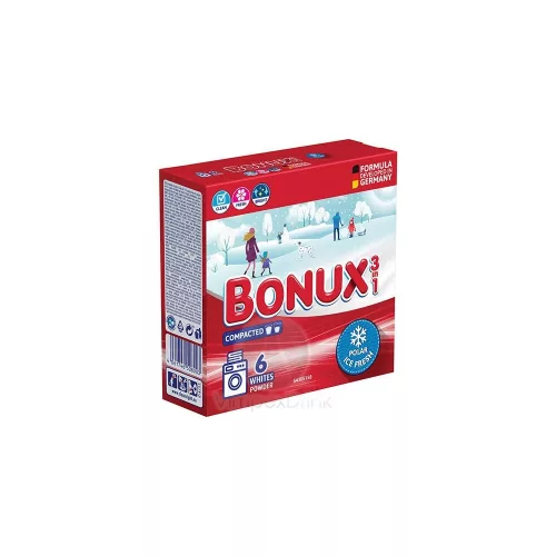Mosópor 390 g (6 mosás) fehér ruhákhoz Bonux Ice Fresh