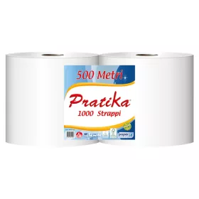   Ipari törlő 2 rétegű tekercses átmérő: 29 cm 1000 lap/340 m/tekercs 2 tekercs/csomag Praktika 1000 Paperdi_fehér