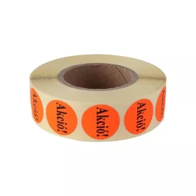   Etikett címke, 20mm, körcímke tekercses, akció felirattal 1000 címke/tekercs piros
