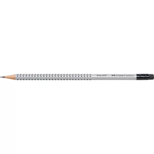 Grafitceruza B,radíros háromszögletű GRIP 2001 Faber-Castell ezüst test