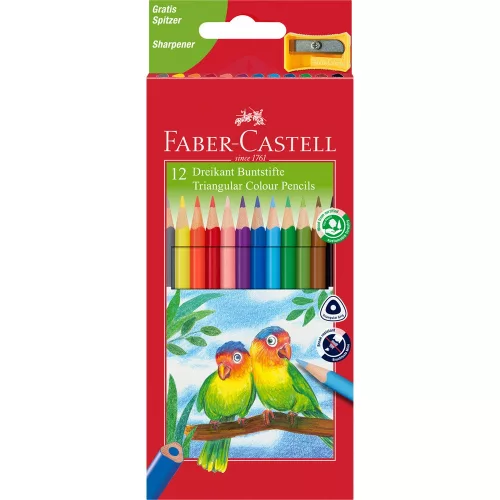 Színes ceruza készlet háromszögletű Junior papagáj Faber-Castell + 12klf. szín