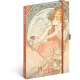 Keménytáblás notesz krémszínű lapokkal, vonalas, leszorító gumiszalaggal Alphonse Mucha – Painting 130x210mm, Presco