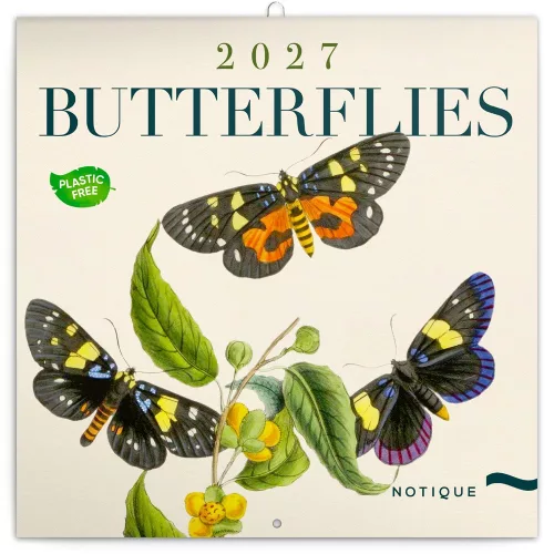 Falinaptár képes lemeznaptár 300x300mm, Butterflies Realsystem 2027.