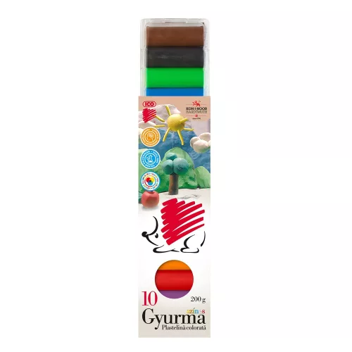 Gyurmakészlet, 200g. Süni Ico 10 klf. szín