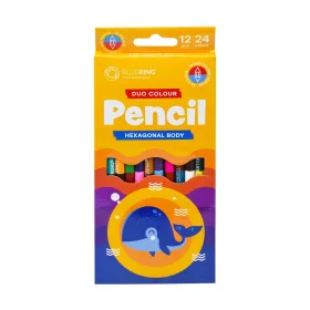   Színes ceruza készlet, kétvégű duocolor 12/24 szín Bluering® 24 klf. szín, 