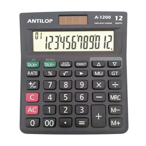Számológép asztali 12 számjegy nagy, döntött kijelző Antilop A-1200