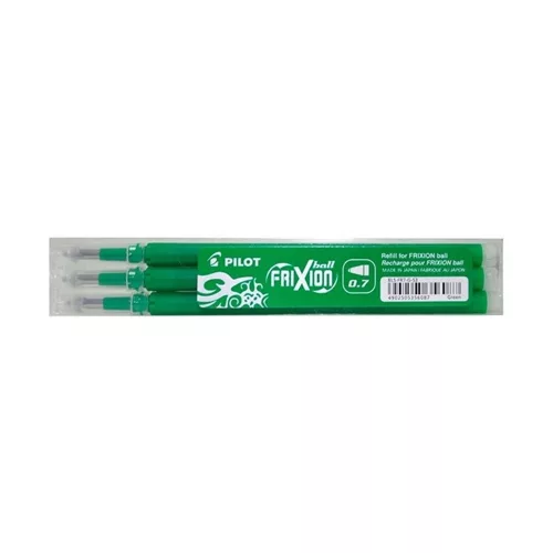 Rollertoll betét golyóméret 0,7mm, 3 db/csom Pilot Frixion Ball/Clicker, írásszín zöld