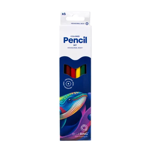 Színes ceruza készlet, hatszögletű Bluering® 6 klf. szín, 