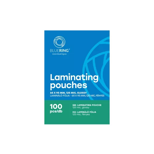 Lamináló fólia 65x95mm, 125 micron 100 db/doboz, Bluering®