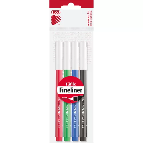 Rostirón, tűfilc vízbázisú, 0,5mm, kerek test, Tinten Pen Ico, 4 klf.szín