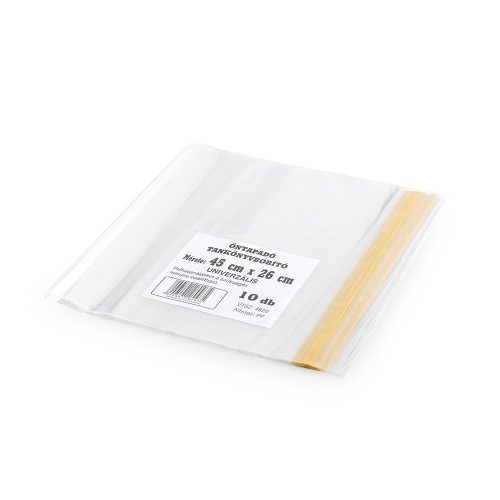 Tankönyvborító, füzetborító öntapadó ragasztócsíkkal A5 45x26cm, 10 db/csomag, víztiszta