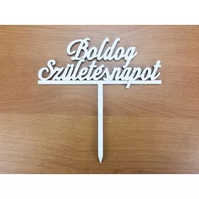   Fa - Beszúrós "Boldog Születésnapot" felirat fehér 12,3cm