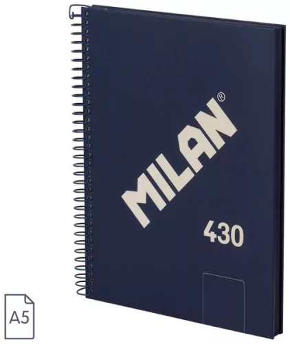 Spirálfüzet A/5 80 lapos, sima Milan "1918 Series" navy|Kék, sima, 80 lapos, 57151E80B