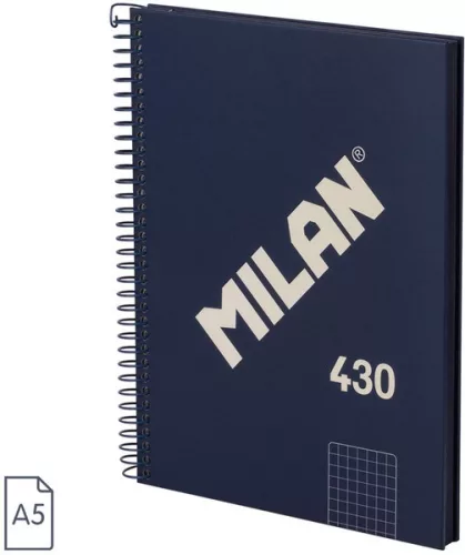 Spirálfüzet A/5 80 lapos, négyzetrácsos Milan "1918 Series" navy|Kék, négyzetr., 80 lapos, 57153E80SNCB