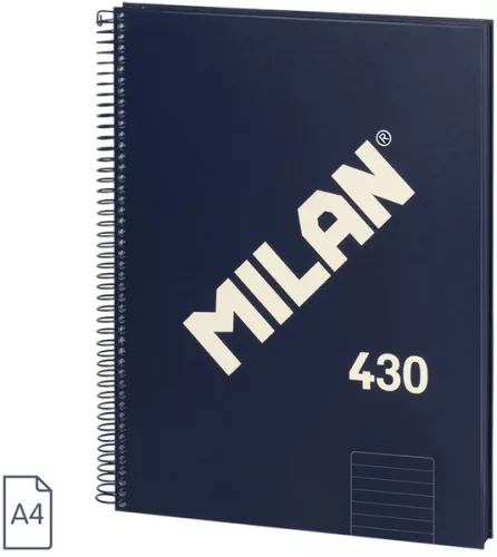 Spirálfüzet A/4 80 lapos, vonalas Milan "1918 Series" navy|Kék, Vonalas, 80 lapos