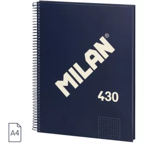   Spirálfüzet A/4 80 lapos, négyzetrácsos Milan "1918 Series" navy|Kék, Négyzetrácsos, 80 lapos