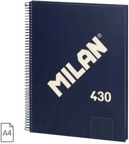 Spirálfüzet A/4 80 lapos, négyzetrácsos Milan "1918 Series" navy|Kék, Négyzetrácsos, 80 lapos