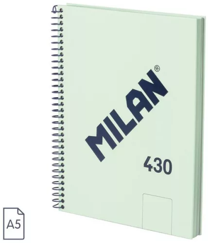 Spirálfüzet A/5 80 lapos, sima Milan "1918 Series" zöld|Zöld, sima, 80 lapos, 57151E80GR