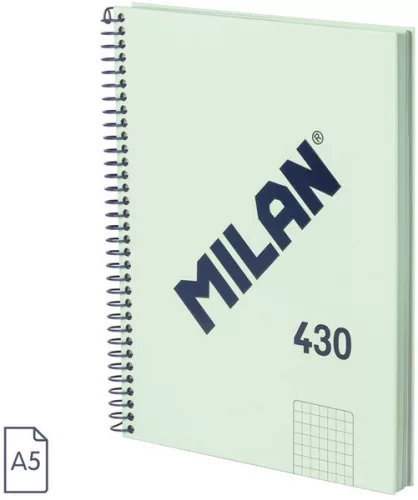 Spirálfüzet A/5 80 lapos, négyzetrácsos Milan "1918 Series" zöld|Zöld, négyzetr., 80 lapos, 57153E80SNCGR