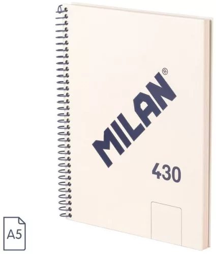 Spirálfüzet A/5 80 lapos, sima Milan "1918 Series" bézs|Bézs, sima, 80 lapos, 57151E80BG