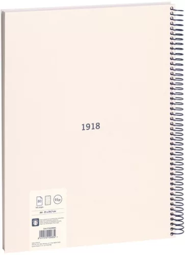 Spirálfüzet A/4 80 lapos, vonalas Milan "1918 Series" bézs|Bézs, Vonalas, 80 lapos