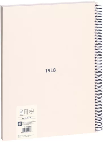 Spirálfüzet A/4 80 lapos, négyzetrácsos Milan "1918 Series" bézs|Bézs, Négyzetrácsos, 80 lapos
