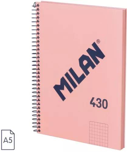 Spirálfüzet A/5 80 lapos, négyzetrácsos Milan "1918 Series" rózsaszín|Pink, négyzetr., 80 lapos, 57153E80SNCP