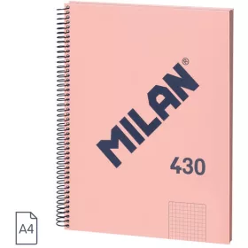   Spirálfüzet A/4 80 lapos, négyzetrácsos Milan "1918 Series" rózsaszín|Pink, Négyzetrácsos, 80 lapos