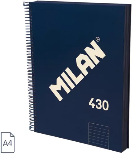 Spirálfüzet A/4 120 lapos, vonalas Milan "1918 Series" navy|Kék, vonalas, 120 lapos, 57142E120B