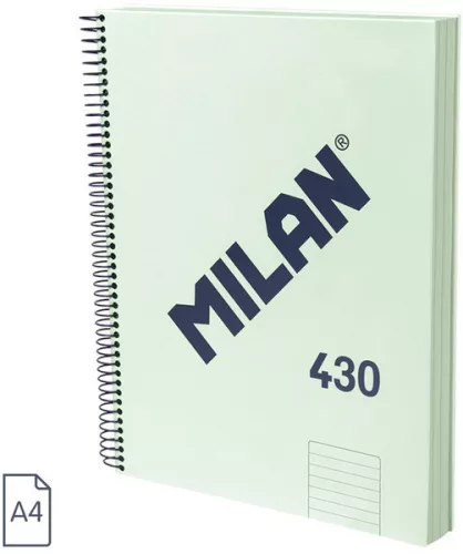 Spirálfüzet A/4 120 lapos, vonalas Milan "1918 Series" zöld|Zöld, vonalas, 120 lapos, 57142E120GR
