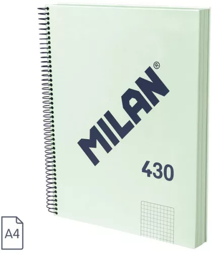 Spirálfüzet A/4 120 lapos, négyzetrácsos Milan "1918 Series" zöld|Zöld, négyzetr., 120 lapos, 57143E120GR