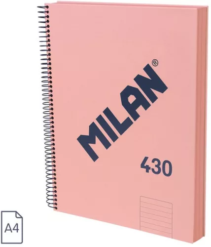 Spirálfüzet A/4 120 lapos, vonalas Milan "1918 Series" rózsaszín|Pink, vonalas, 120 lapos, 57142E120P