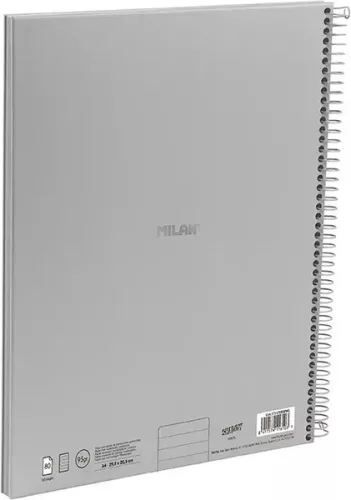 Spirálfüzet A/4 80 lapos, vonalas Milan "Shadow Grey" szürke|szürke, 80 lapos, vonalas, 57142E80DWG