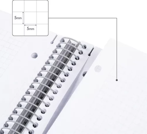 Spirálfüzet A/4 80 lapos, négyzetrácsos Milan "Shadow Grey" szürke|szürke, 80 lapos, négyzetr., 57143E80DWG