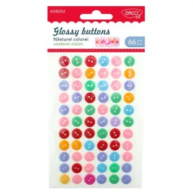   Műanyag gomb, öntapadós 1,2 cm Daco|buttons, 66 db/cs, öntapadó műanyag