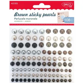   Félgyöngy, öntapadós Daco vegyes színek|sticky pearls, 108 db/cs, öntap. műanyag