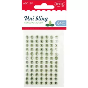   Strasszkő, öntapadós 7 mm 84 db/csomag Daco "Uni bling" zöld|84 db/cs, öntap. műanyag, 7 mm, AD012V